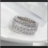 Rings Victoria Luxury Jewelry 925 Sterling Sier Princess Cut White Topaz CZ Diamond Gemstones Eternity Women Wedding Engag