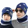 Inverno Knit Beanie Scarf Set Pentagram Adulto Crianças Macias Macias Balaclava Plus Veludo Grosso Hat Bonnet Masculino Ljjm2370-2