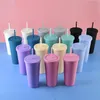 Fashion Colored Acrylic Cups 700ml Plast Tumblers med lock Straws Double Wall Matte Plast Tumbler Reusable Cup SpinnerToys 52% OFF