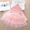 Outono menina camisola de bebê tricotada vestido crianças vestido de camisola quente para meninas infantil inverno casual manga longa princesa vestido q0716