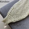 Korobov Style coréen Pull tricoté Femmes V Col à manches longues Pull Jumpers Cross Design Casual Tops Nouveau Chic Pull Femme 210430