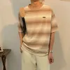 IEFB HARJUKU Tie Dye Gradient Stripe Koszulka z krótkim rękawem Koszulka męska Lato Koreański Ins Round Neck Loose Casual Tee Topy 9Y7427 210524