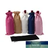 Emballage cadeau 10 Pc/Lot sac en lin poche à cordon couverture de bouteille de vin anniversaire Festival fête de noël 15x35cm1 prix usine conception experte qualité dernier Style