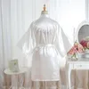 Sexy Yukata Night Robe Short Satin Wedding Bride Bridesmaid Robes With Clear Rhinestones-Bride&Bridesmaid Edition Dressing Gown 210417