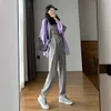 Gray Black Elastic Waist Sports Pants Woman's Loose Feet Spring Autumn Korean Casual Loose Ladies Hip Hop Nine-point Guard Pants Q0801