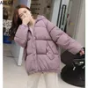 Short Winter Jacket Women Oversize Parka Coat Warm Thick Cotton Loose Hooded Padded 211013