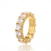 Moda Hip Hop Mens Mulheres Bling Anel Amarelo Branco Ouro Banhado Bling Rodada CZ Diamond Ring para Homens Mulheres Bom Presente Para Amigo