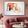 Абстрактный холст печати плакат мальчик и собака играют компаньон настенный художественный фото для гостиной домашний декор холст живопись без рамки