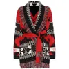 Jastie Mulheres Red Western Cardigan Cashmere Camisola de Lã Tassel Lapela Manga Longa Suéteres de Inverno Mulheres Casaco Casaco 210419