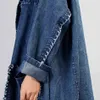 Johnature Women Trench Coat Fall Winter Pockets Long Sleeve Blue Plus Size Women Clothing Coats Button Vintage Trench 210521