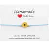 Daisy geweven touw armband verstelbaar zwart roze touw bloem charme handgemaakte beste vriendschap voor mannen en vrouwen