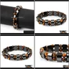 JEWELRYRYDOUBLE ROW TIGER EYE HEMATITE BRACELETS MAN HANDMADE BRACELET BEADS天然石ビーズフェムジュエリービーズ、ストランドドロップデリー