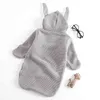 B83H11 Sonbahar Kış Romper Bunny Kulakları Örme Uyku Tulumu Borns Bebek Hediye Giysileri Için Stereo 210417