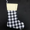 Plaid Christmas Stocking Bomull Buffalo Flannel Svart Jul Strumpor Juldekoration Poly Sublimation Blanks Santa Strumpor GGB2253