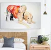 Абстрактный холст печати плакат мальчик и собака играют компаньон настенный художественный фото для гостиной домашний декор холст живопись без рамки