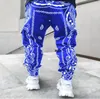 Модные брюки Мужчины уличная одежда Jogger хип-хоп Свободные панталоны грузовые брюки повседневные спортивные печати негабаритные мужчины