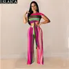 Dwuczęściowe zestaw Kobiety Crop Top Lacinglong Pant Color Print Casual Sexy 2 Plus Size African 2 S Damskie stroje 210520