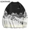 GONTHWID Snow Mountain Knitted Jumper Sweaters Streetwear Mens Hip Hop Harajuku Pullover Knitwear Tops Moda Knit Outwear Hombre 210909