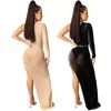 Irregular Dress Women One-Shoulder Long Sleeve Maxi Spring Autumn Sexy Party Night Club See Through Diamond Casual Dresses