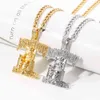Halsketten kubanische Halskette Hip Hop Records Männer Linkkette Anhänger Gold Silber Farbe Eced Bling Strass Streetwear Jewelry6098216