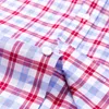 England Style Soft 100% Bomull Kortärmad T-shirts Enkel Patch Ficka Sommar Casual Standard-Fit Button-Down Plaid Stripe Shirt 210708