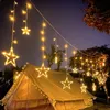 Moon Star LED Fairy Lights String Christmas Year Curtain Lamp Eid Mubarak Party Decoration For Home Bedroom Ramadan Kareem 211012