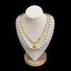 Marca Pure 925 Sterling Silver Jewelry for Women Long Lock Neckalce Pearls Pingente Luck Gold Color Party Chains3241582