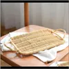 Housekeeping Organization Home & Gardenrattan Tray Double Ear Handmade Bread Basket Tea Dessert Plate Fruit Breakfast Multipurpose Weaving Ta