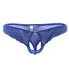 Underbyxor Mens Sexig Lace Low Rise Briefs Thongs Öppna Crotch T-Back Underkläder Vänligen tillåt lätt (± 2cm) Manuell mätning Devia