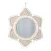 Specchi Y1QB Ornamento per trucco fatto a mano con nappa in macramè intrecciata a specchio da parete