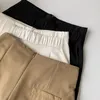 Kimutomo Einfarbig Casual Shorts Frauen Frühling Koreanische Mode Weibliche Hohe Taille Taschen Breite Beine Böden Casual 210521