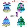 Christmas Chain Tree Bell Keyrin Push Bubble Fidget Zabawki Mini Stres reliever Sensory Zabawki Klucz Wisiorek