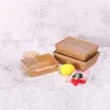 StoBag 50pcs Disposable Fruit Bread Packaging Box Kraft Paper Packaging Lunch Box Biscuit Candy Packaging Birthday Party Show 210602