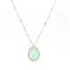 Fashion Design Women Natural White Turquoise Green Stone Pendant Necklace