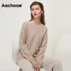 Aachoae O Neck Kaschmir Pullover Pullover Frauen Batwing Langarm Lose Weiche Wolle Pullover Gestrickte Jumper Casual Tops 210914