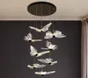 Nowoczesny żyrandol LED Motyl Lampa Schodarnia Nordic Duplex Długie Lampa Long Line Villa Apartment Restaurant Oświetlenie wewnętrzne Luster