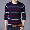 Sweter Mężczyźni Marka Odzież Jesień Wool Wool Slim Fit Sweter Mężczyźni Casual Paski Pull Jumper Men 211014