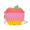 Sensory Fidget Silicone Purses Push Popper Bubble Toys Backpack Kids girls Chain Bag Apple Shape Cartoon Fanny Pack Crossbody Finger Board Puzzle Christmas G809W3N