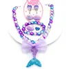 Kids Plastic Sieraden 6 Stks Set Zeemeermin Prinses Kleurrijke Bead Armband Ketting Shell Earring Ring Sets Meisjes Verjaardagscadeau Kleine Geschenken Ideeën