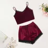 Duas peças pijamas para mulheres verão cor sólida sleepwear pijama conjunto de tanque de tanque de camiseta nightwear mulheres sexy q0706