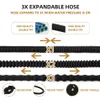 Tuinslang, flexibele en duurzame magische slang met 8-functionele sproeier / slanghanger / opbergtas / messingconnector, (25 voet / zwart) A45
