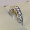 Handmade Promise Diamond ring 100% Real S925 Sterling Silver Engagement wedding band rings for women Bridal Finger Jewelry