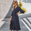 Jastie Abito estivo da donna Abiti midi a pois Bohemian Hippie Abito da spiaggia casual Abbigliamento donna abiti da verano 210419