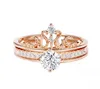 Rose Gold Plated Jag älskar dig 100 språk Projektion Crown Shape Ring för kvinnor Presentjusterbar storlek
