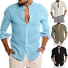 Herrskjortor Blus Kortärmad Herr Casual Slim Fit Mandarinkrageskjortor Högkvalitativ sommarstrandskjorta 210701