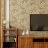 Wallpapers americano estilo rústico estilo vintage nostálgico sala de estar quarto escuro verde flores e pássaros tv papel de parede traseira