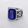 Acier inoxydable Big Ruby Black Blue Sapphire Freemason Masonic Rings Retro Antique Cadeaux uniques Signet Mason SING
