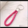 Favor Event Festive Party Supplies Home & Gardencr Mix Color Pu Leather Woven Keychain Rope Rings Fit Diy Circle Pendant Key Chains Holder Ca