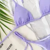Костюмы из двух предметов 2024, сексуальный комплект бикини с низкой талией, плиссированный волнистый однотонный неоновый купальник, женский бандаж, пляжная одежда, монокини, купальный костюм, купальный костюм с пуш-ап, фиолетовый Biquinis S-L