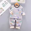 # Barnkläder Tjejer Toddler Kids Baby Boys Varmtecknad Dinosaur T-shirt Toppar Soft Pyjamas Sleepwear Byxor Ställ Ropa Niña G1023
